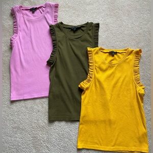 J Crew women’s ruffle tank top size small set of 3